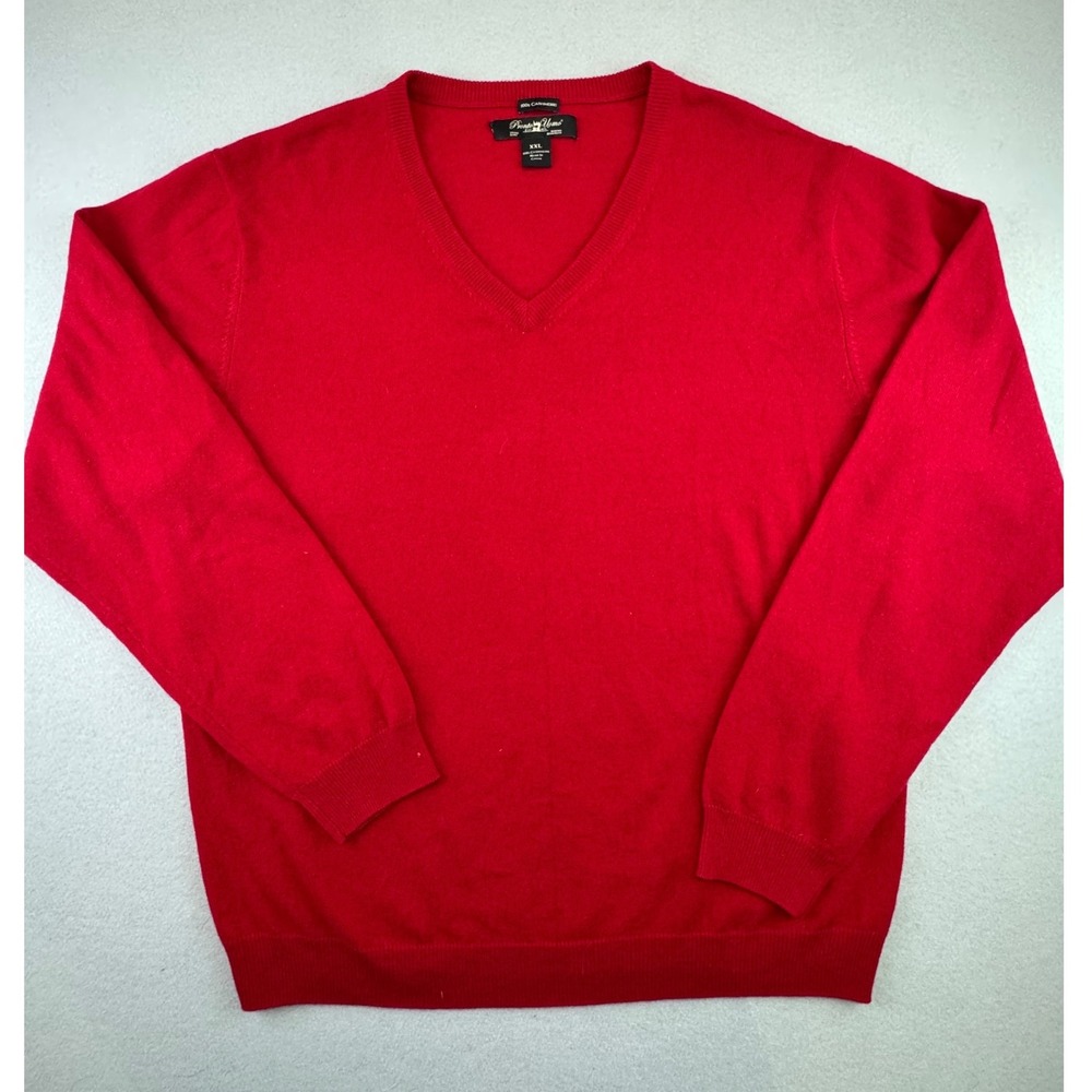 Pronto Uomo Mens XXL Red 100% Cashmere V-Neck Knit Sweater RN 77219